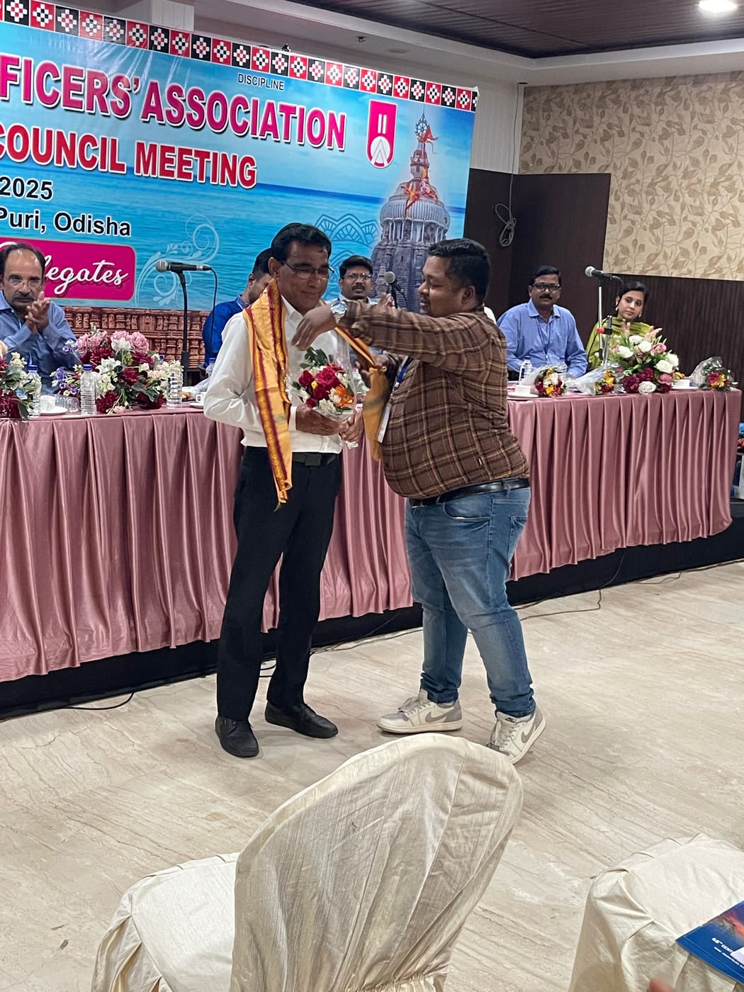 Felicitation on stage — Central General Council, Puri